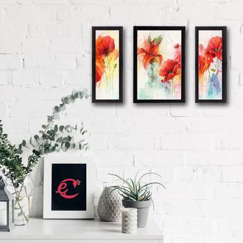 Set of 3 Botanical Floral Satin Matt Texture UV Art Painting 2
