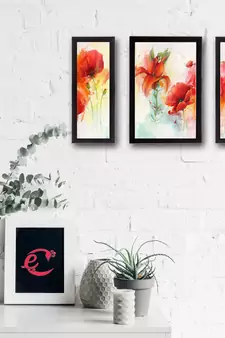 Set of 3 Botanical Floral Satin Matt Texture UV Art Painting