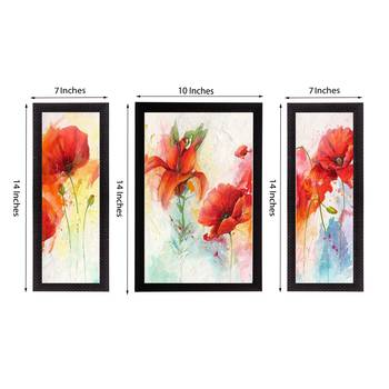 Set of 3 Botanical Floral Satin Matt Texture UV Art Painting 3