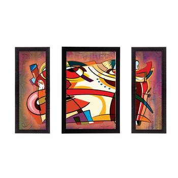 Set of 3 Abstract Object Satin Matt Texture UV Art Painting 1