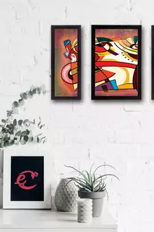 Set of 3 Abstract Object Satin Matt Texture UV Art Painting