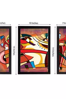Set of 3 Abstract Object Satin Matt Texture UV Art Painting