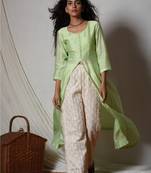 Mint Green Chanderi Jacket Kurta