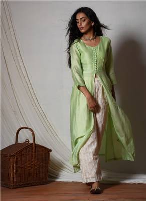 Mint Green Chanderi Jacket Kurta 2