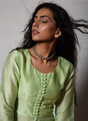 Mint Green Chanderi Jacket Kurta 4