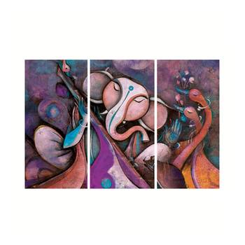 Set of 3 Lord Ganesha Premium Canvas Painting 1