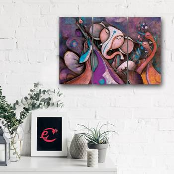 Set of 3 Lord Ganesha Premium Canvas Painting 2