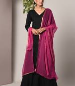 Black Pink Border Dress Pink Chiffon Dupatta Set