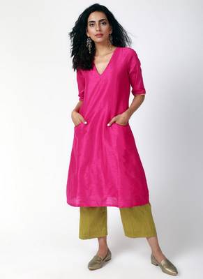 Pink Green Silk Kurta-Pant 1