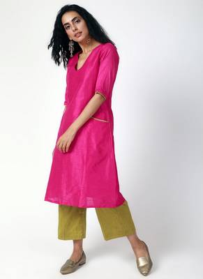 Pink Green Silk Kurta-Pant 2