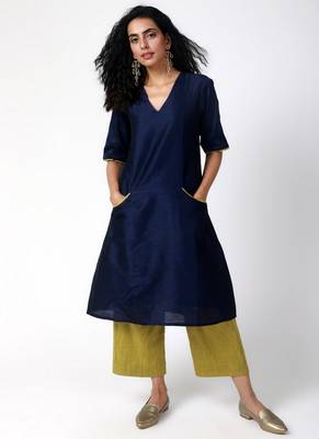 Blue Green Silk Kurta-Pant 1