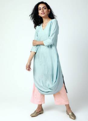 Powder Blue Cowl Kurta-Pant 1