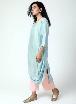 Powder Blue Cowl Kurta-Pant 2