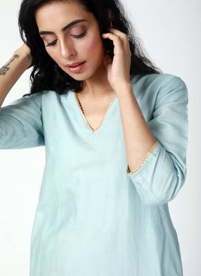 Powder Blue Cowl Kurta-Pant 5