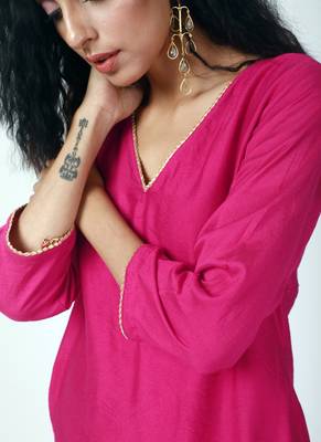 Pink Cowl Kurta-Pant 4