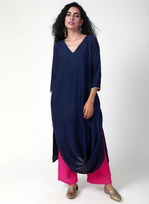Blue Cowl Kurta-Pant 1
