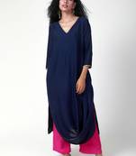 Blue Cowl Kurta-Pant