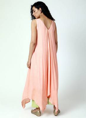 Peach Asymmetric Kurta-Pant 4