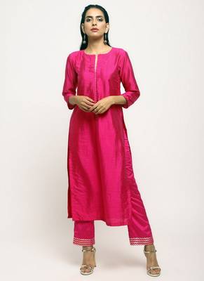 Pink Foil High Slit- Foil Pant 1