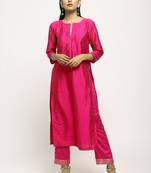 Pink Foil High Slit- Foil Pant