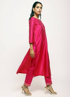 Pink Foil High Slit- Foil Pant 2