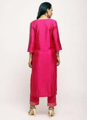Pink Foil High Slit- Foil Pant 3