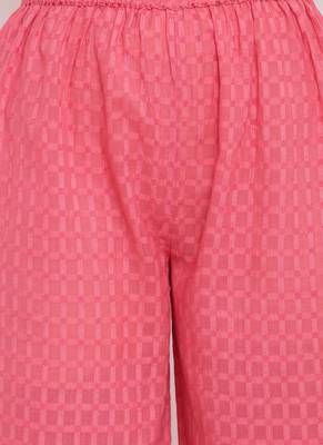 Pink Dobby Side Gathers Kurta-Palazzo 5