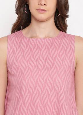 Pink Dobby Asymmetric Kurta-Palazzo 4