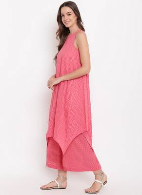 Brick Pink Asymmetric Kurta-Palazzo 2