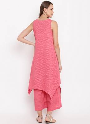 Brick Pink Asymmetric Kurta-Palazzo 3