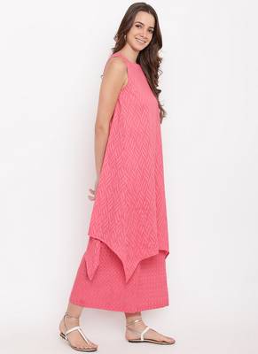Brick Pink Asymmetric Kurta-Palazzo 6