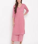 Pink High Slit Kurta-Palazzo