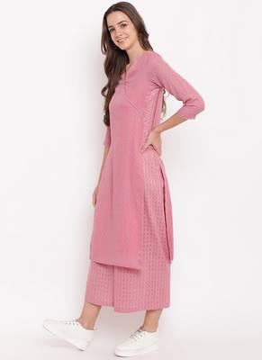 Pink High Slit Kurta-Palazzo 2