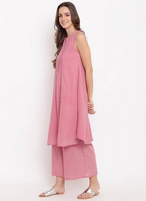 Pink Pin-Tucks Kurta-Palazzo 2