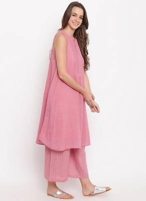 Pink Pin-Tucks Kurta-Palazzo 3