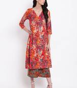 Red Print Angrakha Set