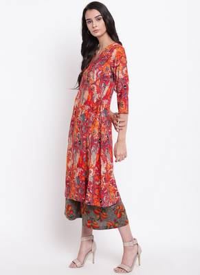 Red Print Angrakha Set 2