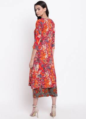 Red Print Angrakha Set 3