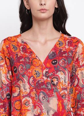 Red Print Angrakha Set 4