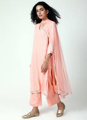 Peach Gota Slit Kurta-Pant-Dupatta 1
