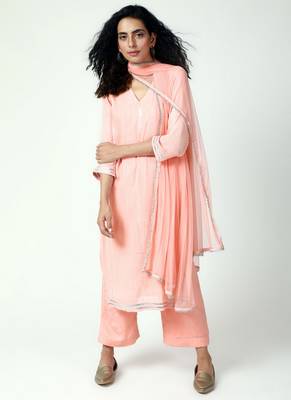 Peach Gota Slit Kurta-Pant-Dupatta 2