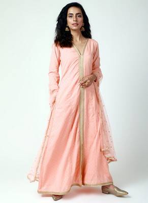 Peach Lace Kurta-Pant-Dupatta 1