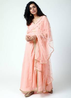 Peach Lace Kurta-Pant-Dupatta 4