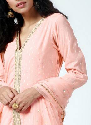 Peach Lace Kurta-Pant-Dupatta 5