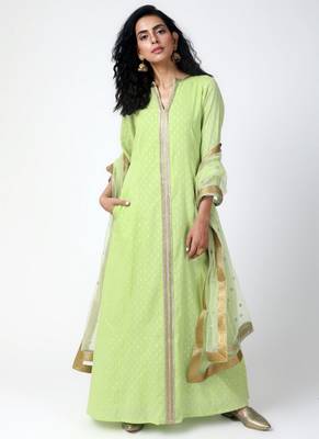 Green Lace Kurta-Pant-Dupatta 1