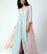 Blue Jacket Style Kurta-Pant-Dupatta