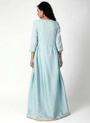 Blue Jacket Style Kurta-Pant-Dupatta 3