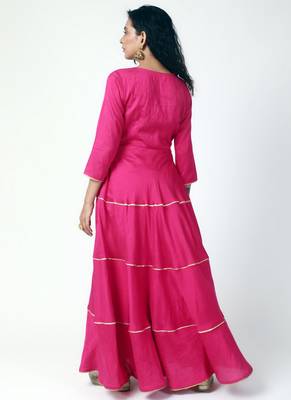 Pink Gota Tiered Kurta-Pant-Dupatta 2