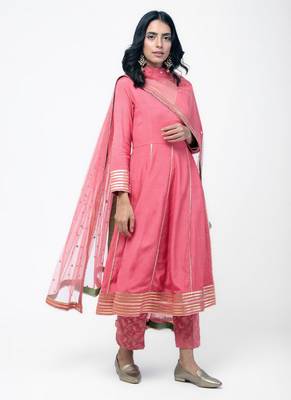 Peach Gota Angrakha Chanderi Pant Set 1