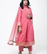 Peach Gota Angrakha Chanderi Pant Set